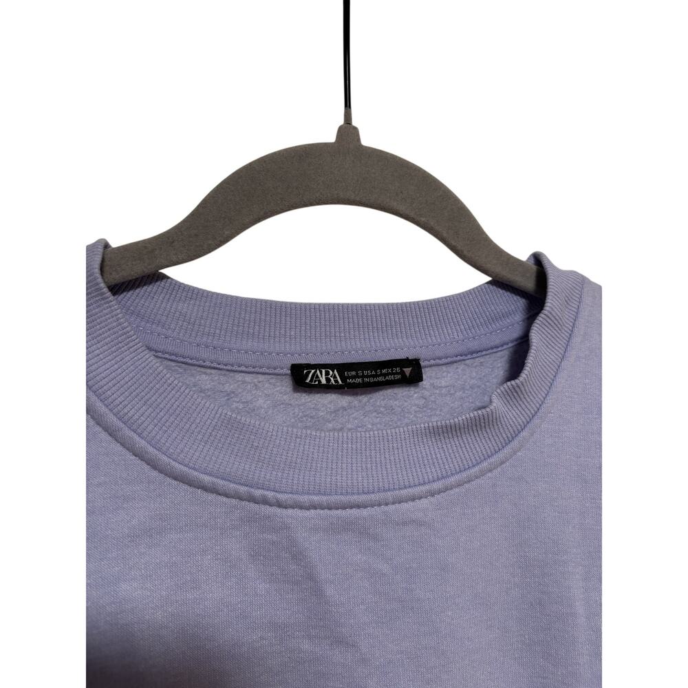 ZARA Lilac Cropped Crewneck Sweatshirt Size S - Picture 3 of 7